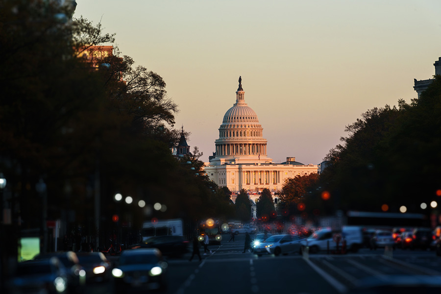 Capitol building in DC from a distance
